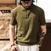 Nueva Camisa Polo de Manga Corta para Hombre de Marca de Moda Otoñal, Diseño Hueco Tejido, Top Camiseta Casual Transpirable