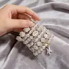Conjunto de Pulseras Elásticas de Múltiples Piezas para Mujer Estilo Resort Bohemio con Perlas de Imitación ABS, Estrella de Mar, Conchas y Cuentas