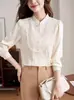 Nueva Camisa de Botones con Cuello Mao Estilo Chino para Mujer, Manga Larga, Nuevo Modelo de Primavera y Otoño, Blusa Única y Elegante, Top Bordado Retro Estilo Nacional