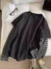 Elegante Diseño de Hombros Rectos, Camiseta de Manga Larga a Rayas de Terciopelo Alemán Cepillado para Mujer, Capa Base Engrosada, Top Falso de Dos Piezas para Otoño e Invierno