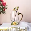 Tazas de Esmalte al por Mayor del Fabricante, Nuevo Estilo para Mujeres, Tazas de Té con Flores de Alto Valor para el Hogar, Vasos de Agua Exquisitos de Oficina de Gama Alta