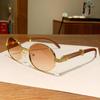 Nuevas gafas de sol ovaladas de metal con patas de madera estilo retro, tendencia de moda para exteriores, gafas de sol casuales y sencillas.