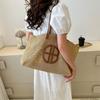 Bolso de mujer de gran capacidad, bolso de playa de vacaciones de color contrastante, bolso tejido vintage, bolso de hombro bajo el brazo, bolso portátil para mujer