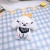 Chaveiro de Pelúcia de Cachorro de Óculos Pingente para Mochila de Estudante Pingente de Bolsa de Boneca Cartoon Decoração de Roupa