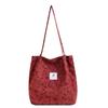 Bolso Tote Estampado para Mujer Casual Estilo Coreano Gran Capacidad Bolso Tote de Lona de Pana Bolso de Hombro de Felpa para Viaje para Mujer