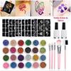Comércio exterior transfronteiriço lantejoulas douradas e prateadas glitter glitter ponto cruz pequena tatuagem modelo oco flores pó de glitter