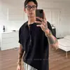 Tejido de punto de manga corta con cuello Henry para hombre, botones, camiseta ajustada de negocios británica, verano, seda de hielo, moderno, comercio exterior, venta al por mayor transfronteriza