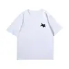 Camiseta unisex de manga corta de seda de leche, nuevo estilo de verano con estampado de gato, mangas caídas, corte holgado, top versátil para pareja