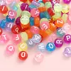 Contas Acrílicas Transparentes Coloridas 4*7mm com Letras em Inglês, Materiais para DIY Feitos à Mão, Contas Planas para Miçangas de Educação Infantil