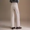 Pantalones de Franela de Lana con Plus Terciopelo Pierna Recta para Mujer 2026 Otoño/Invierno Nuevos de Cintura Alta Adelgazantes Acortados Moda Versátiles de Pierna Ancha