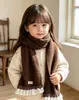 Cachecol infantil de renda estilo coreano, cachecol de tricô macio e aconchegante, à prova de vento e versátil, cachecol de novo estilo delicado para meninas