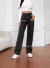 Nuevos Jeans Europeos y Americanos Transfronterizos de Amazon Aliexpress Jeans Rectos Ajustados de Cintura Alta para Mujer Estilo Caliente