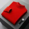 Suéter de cuello alto medio para hombre, lana pura, otoño e invierno, camiseta básica de manga larga, talla grande, holgado y grueso, disponible para venta al por mayor