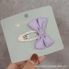 Accesorios para el cabello de niña coreana, dulce y lindo, con lazo pequeño morado claro, pinza para el cabello, flequillo lateral y horquilla rota.