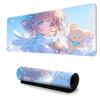 Mouse pad grande com desenho animado, almofada de mesa com trava de borda espessa, teclado para jogos de e-sports, mouse pad secundário doméstico para meninas