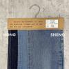 Fábrica têxtil Hongsheng em estoque fornece 10*10 jeans de bambu horizontal liso, macio, respirável, tecido de verão para lavar
