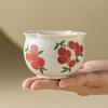 Juego de Té Kung Fu Blanco Mineral Roca de Fábrica Cerámica de Alta Gama para Beber Té Pequeña Taza de Té Apilada Taza Maestra Cereza Tallada Taza de Té Taza de Té