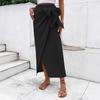 Comércio Exterior Europeu e Americano Roupas Femininas Amazon Feminino Casual Design Irregular Laço Renda Cor Sólida Saia de Cintura Alta
