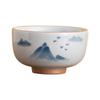 Taza Antigua Pintada a Mano Agua de Montaña Azul Fondo Boca Vaso Cerámica Hogar Taza Maestra Taza de Degustación de Té Tazas de Té Juego de Té Kung Fu Taza Pequeña Trabajo