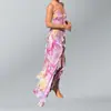 Verão 2026 Amazon Nova Roupa Feminina Europeia e Americana: Vestido Estampado com Alça em V Sexy e Elegante para o Dia a Dia