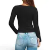 Novedades de otoño/invierno 2026 de Amazon Europa y América transfronterizo: Top base para mujer, de cuello cuadrado, acanalado, manga larga, corte ajustado, en stock