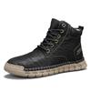 Botas Masculinas Outono e Inverno Novo Estilo Forradas com Lã Quentes de Cano Médio Botas de Algodão Masculinas Sola Macia Antiderrapante Outdoor Casuais de Cano Médio Sapatos Masculinos Tamanho Grande