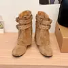 Botas Martin de Suela Plana con Aumento Interno de Altura Melaleuca para Mujer 2026 Otoño Nuevas Botas de Media Caña Hebilla de Remache Botines Apilados