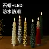 Adesivos LED de Desenho Animado Mais Vendidos Transfronteiriços, Velas para Poste de Árvore de Natal, Luzes de Vela Eletrônicas, Luzes Criativas de Atmosfera de Natal em Formato de Bala