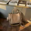 2026 Nuevo Bolso Cubo con Textura Tejida para Mujer Bolso de Gran Capacidad Bolso de Mano para Viaje Bolso de Hombro Cruzado Retro Simple