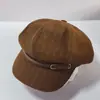 Boina de moda estilo coreano para primavera y otoño con hebilla de cuero, estilo británico vintage, transpirable, estiliza el rostro, sombrero octagonal elegante para mujer