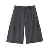Yidao Vintage 2026 Verão Nova Marca Americana Tendência Retro Cor Sólida Solto Casual Caimento Calça de Terno Manga Três Quartos Masculino