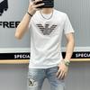 Camiseta de manga corta con cuello redondo y perforación en caliente de lujo de estación europea para hombre, moderna y atractiva, novedad de verano 2024, camiseta de media manga para hombre.