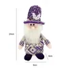 Figura Navideña Roja y Gris Tejida Santa Claus sin Rostro Gnomo Sentado Adorno de Peluche Artículo Decorativo