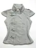 Chaleco Retro con Cuello Alto y Hombreras Chaqueta Bolero para Mujer con Botones Diagonales y Mangas Cortas de Gorra Chaleco Corto de Punto Adelgazante Ajustado al Cuerpo