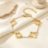 Acero de Titanio Oro Pulsera Conjunto Uña Trébol de Cuatro Hojas Pulsera Pulsera Lujo Ligero Moda Versátil Pulsera Joyería