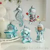 Decoraciones Navideñas Adornos para Árbol de Navidad Azules Animales de Dibujos Animados Ángeles Colgantes Decorativos Pequeños