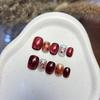 Ano Novo Natal curto olho de gato puro unhas usadas à mão branco acabamento remoção de adesivo de unha adesivo de unha postiça