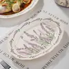 Mar de Flores Românticas 2025 Nova Casa Luxo Leve Alto Valor Prato de Cerâmica Prato para Bife Prato Raso Prato Especial para Peixe Cozido no Vapor