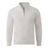 2026 Nuevo Suéter de Punto para Hombre de Invierno con Media Cremallera, Punto Trenzado Vintage, Cuello Alto, Ropa de Punto, Talla Grande, Camiseta Básica Casual