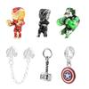 Vingadores Homem de Ferro Contas perfuradas Pandora Pulseira DIY Contas redondas de cristal Acessórios de joalheria com pingente de óleo