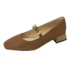 Zapatos Mary Jane Retro de Punta Cuadrada Primavera y Verano 2025 Nuevo Estilo Cómodos y Versátiles Zapatos de Salón de Tacón Grueso de Una Línea para Mujer