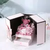 Presente de Dia dos Namorados Chinês Transfronteiriço com Colar Iluminado, Caixa de Presente para Joias, Ursinho Doce, Rosa Rosa com Porta Dupla, Flor Eterna