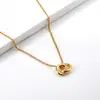 Collar con Colgante de Anillo Sencillo Entrelazado Diseño de Nicho Joyería Chapada en Oro de 18 Quilates Cadena para Clavícula de Acero Inoxidable