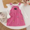 26 Ropa de Comercio Exterior para Niñas Primavera y Otoño Ropa Infantil Nueva Rayas de Hoyo Mangas Murciélago Estampado Rosa Mono Conjunto de Dos Piezas Lindo Dulce Al por Mayor