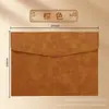 Bolsa de Documentos de Cuero A5, Bolsa para Archivos con Textura Similar a la Piel, Bolsa para Archivos de Oficina Corporativa, Bolsa de Documentos para Reuniones de Negocios