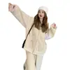 Conjunto de Roupa Esportiva de Celebridade da Internet Feminino Primavera e Outono Estilo Coreano Solto com Zíper Moletom Moda Corrida Casual Conjunto de Duas Peças