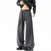 Calças fluidas com tecido esvoaçante, cintura elástica, calças casuais masculinas de perna larga, plus size, caimento longo e solto, listradas estilo Yamamoto, estética old money
