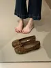 ¡Versión de piel de oveja! Zapatos de vestir de corte bajo con suela plana de 1 cm para mujer, 2026 primavera y otoño, nuevos mocasines slip-on de flocking
