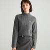 Suéter 100% Lana Otoño e Invierno Top Pulóver para Mujer, Cuello Medio Alto Casual Tejido de Punto Trenzado Camisa Base de Punto Bordada