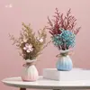 Espiga de Trigo Flor Seca Gipsofila Buquê Arranjo de Flores para Sala de Estar Vaso Pequeno de Cerâmica Estilo Ins Ornamento de Decoração para Gabinete de TV de Mesa
